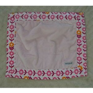 Baby Star Pink Floral Lovey Security Blanket White Orange Flower Edge Trim